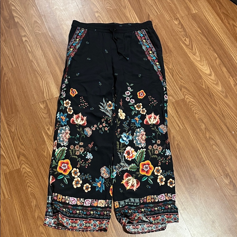 Floral Black Women's Pants